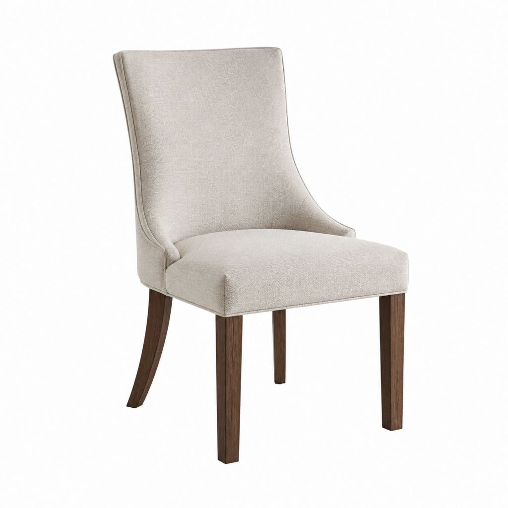 Chaise de salle à manger beige en polyester avec pieds en bois massif 52 x 62 x 97 cm