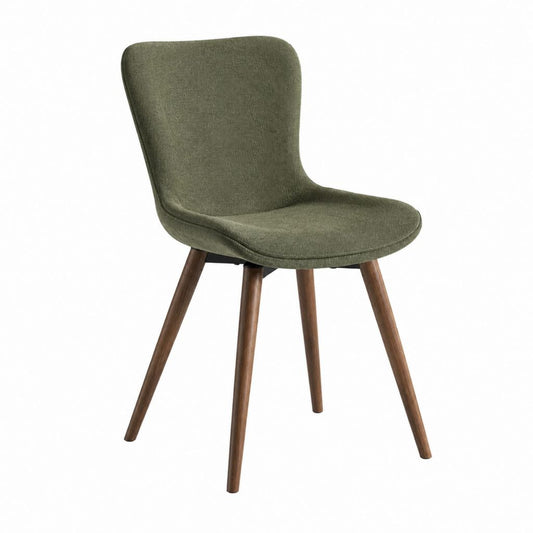 Chaise de salle à manger vert olive en polyester avec pieds en hévéa massif 48 x 58 x 84 cm