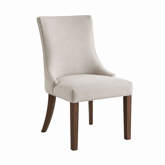 Chaise de salle à manger beige en polyester avec pieds en bois massif 52 x 62 x 97 cm