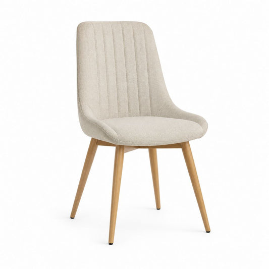 Chaise de salle à manger beige en polyester et bois d'hévéa 50 x 58 x 84 cm