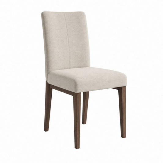 Chaise de salle à manger beige en polyester avec pieds en bois massif 46 x 60 x 96 cm