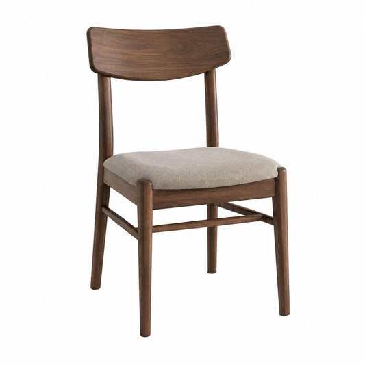 Chaise de salle à manger marron en bois massif d'hévéa avec assise rembourrée en polyester 48 x 53 x 80 cm