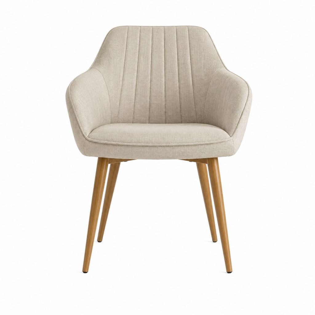 Chaise de salle à manger avec accoudoirs beige en polyester et hêtre massif 60 x 60 x 85 cm