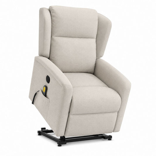 Fauteuil releveur électrique inclinable beige en polyester à dossier haut 83 x 90 x 105 cm